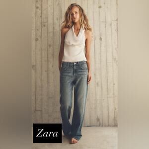 Zara Iridescent Cream Halter top NWT X Small